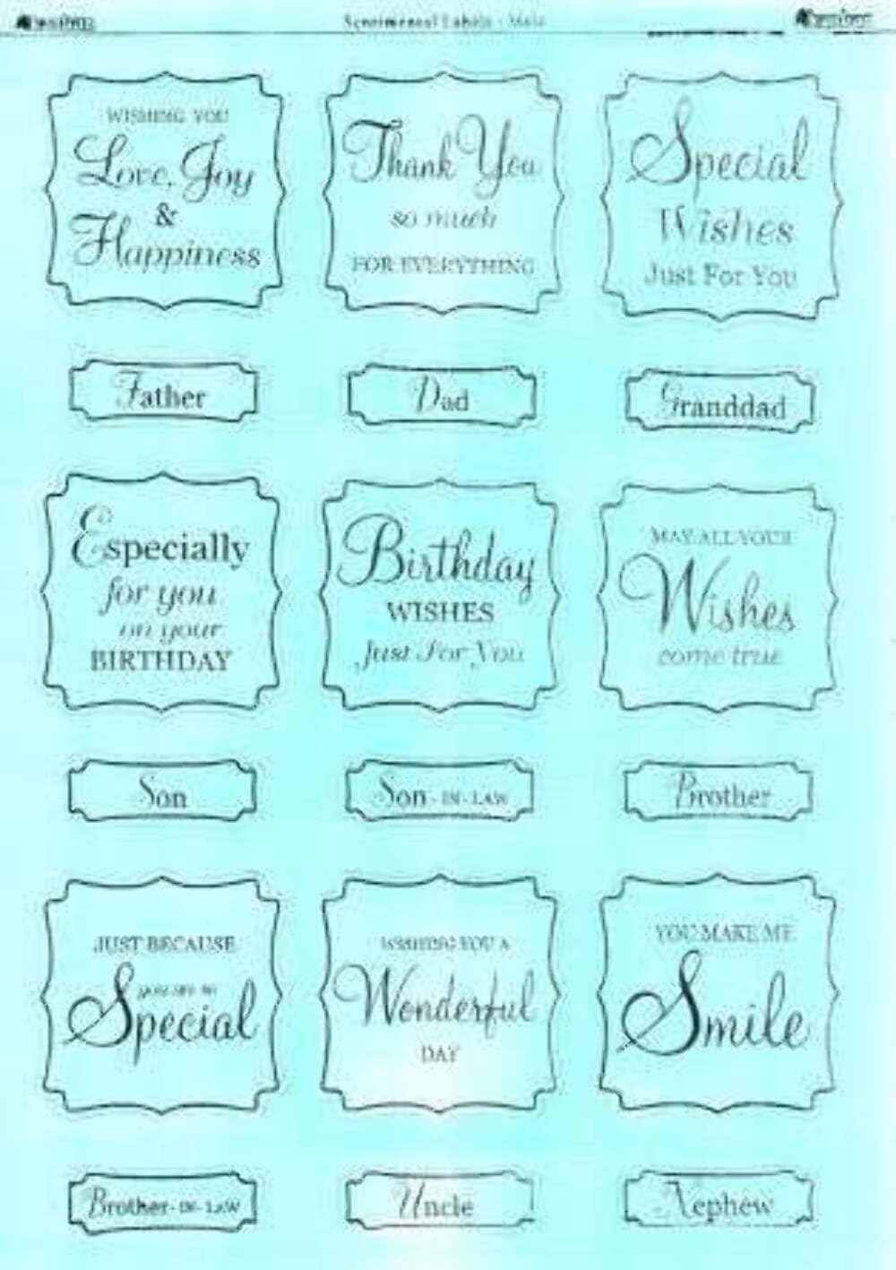 papercraft toppers sentimental labels -male