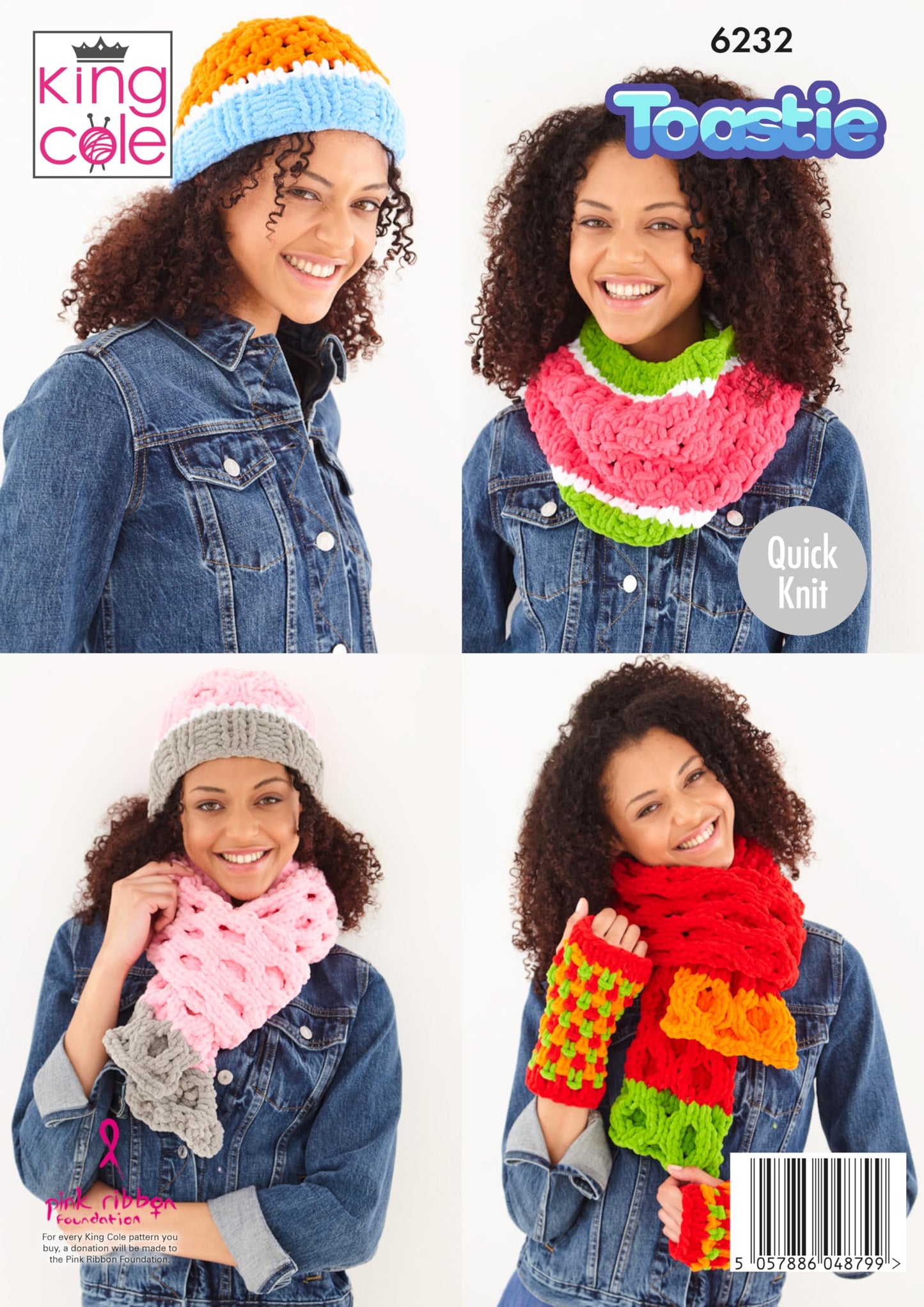 King Cole 6232 Knitting Pattern Womens Hats Scarves Handwarmers in Toastie