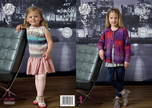 King Cole 4377 Knitting Pattern Leaflet Girls Cardigan and Top to Knit in Shine DK by King Cole