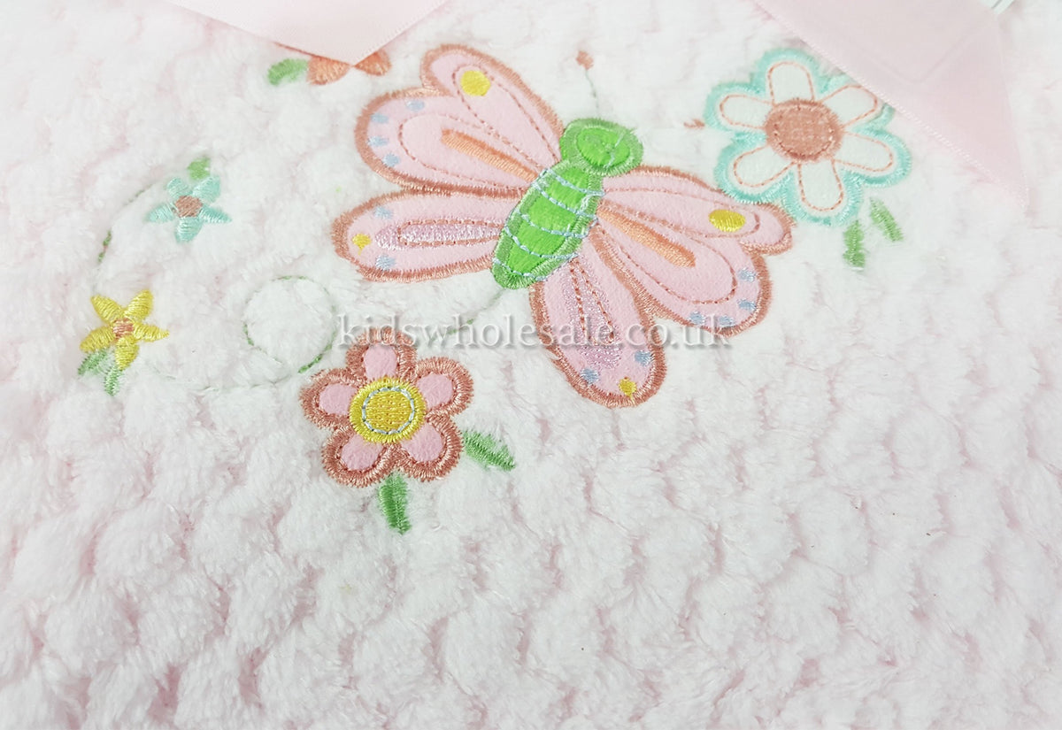 Baby Boys Girls Soft Touch Waffle Blanket Wrap In Multi Colours (Pink Butterfly)