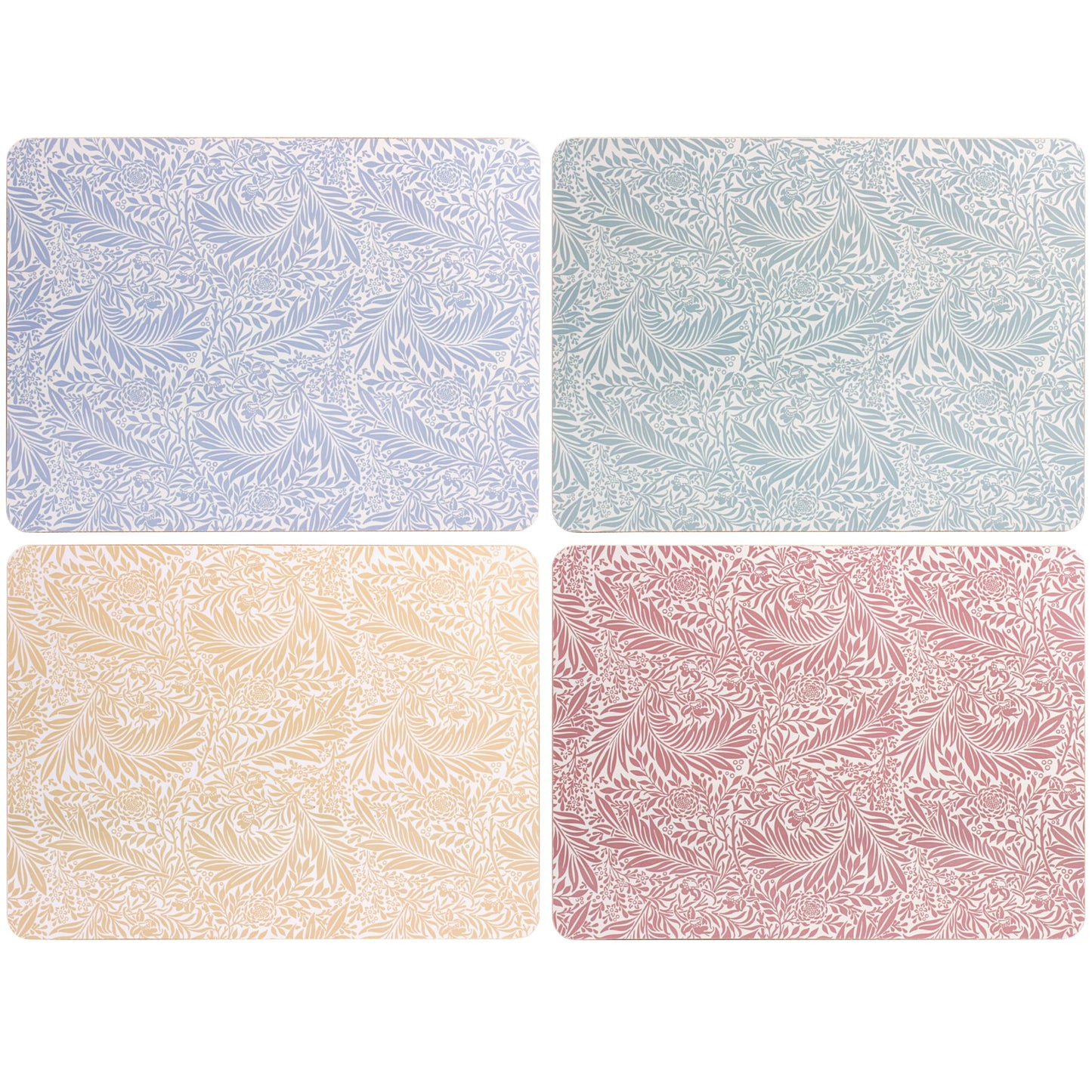 The Leonardo Collection Wm. Morris Assortments Wood Larkspur Placemats Set of 4 for Kitchen & Dining | Durable Table Mats for Everyday Use | Table Accessories Easy to Clean Place Mats