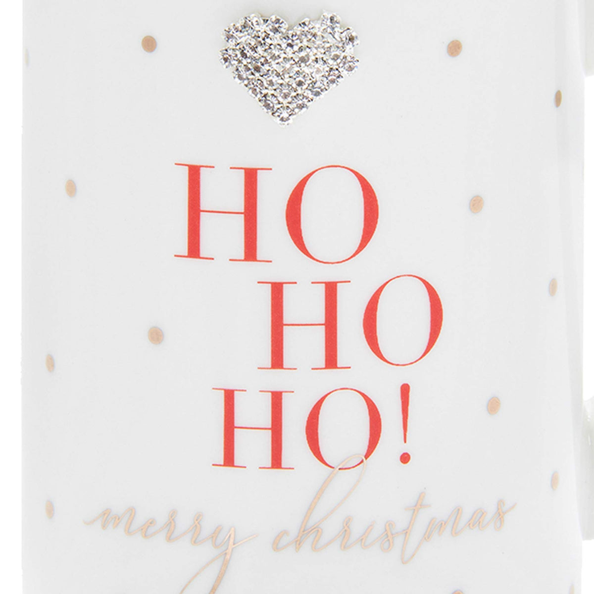 Mad Dots Gift Boxed Christmas Mug Cup with Diamante Heart - Ho Ho Ho