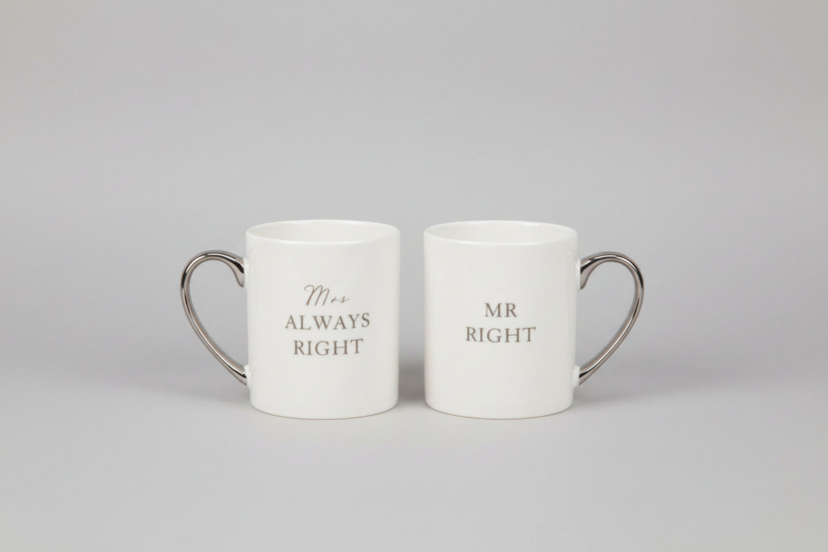 Amore Mug Gift Set Pair - Mr Right & Mrs Always Right