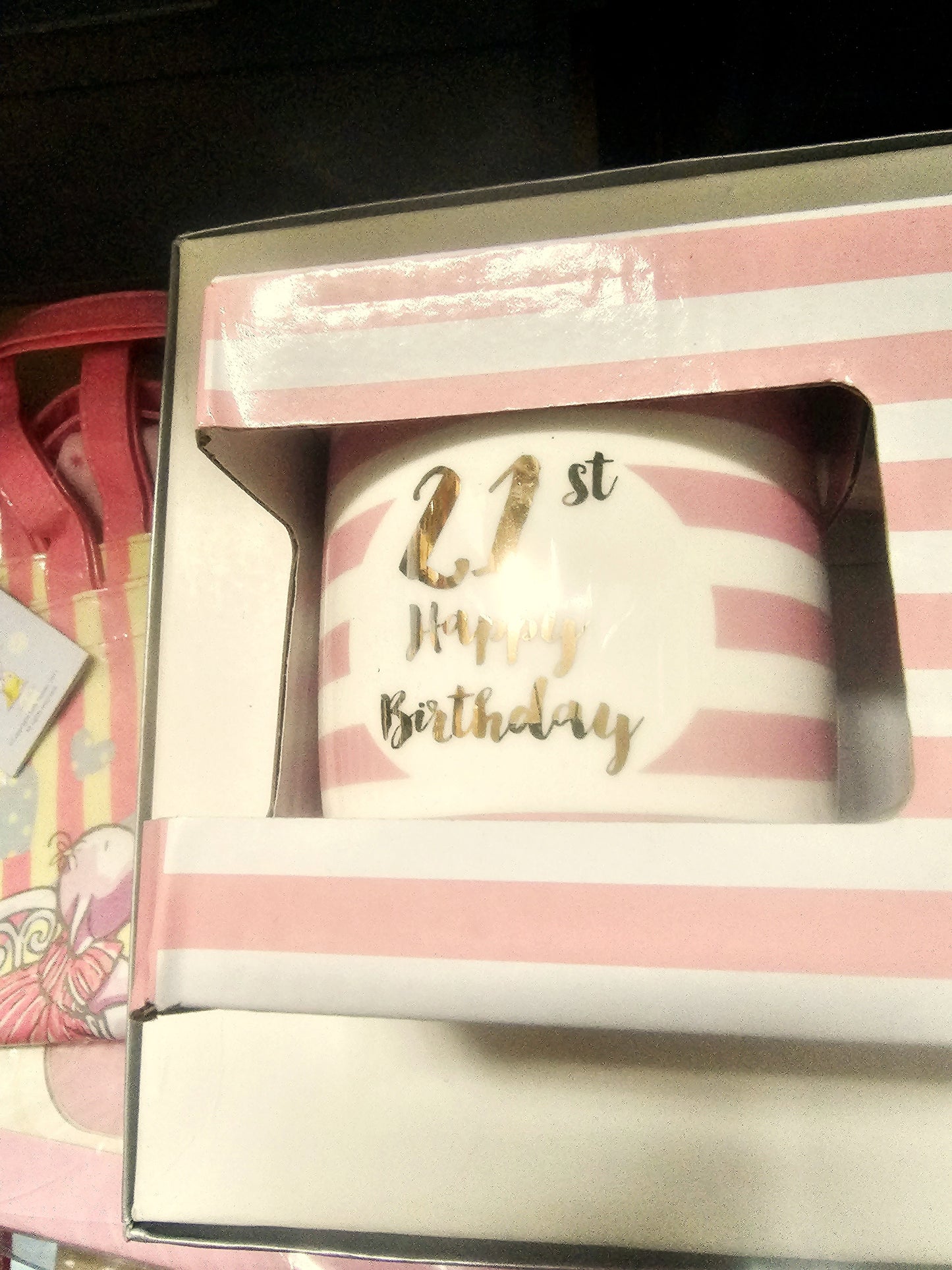 happy birthday striped boxed mug 21st