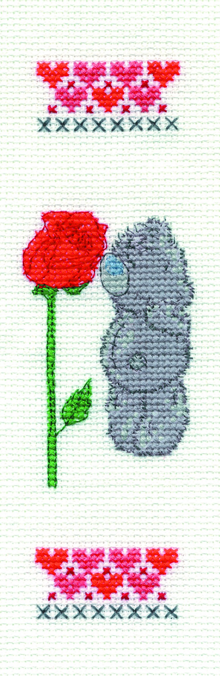 DMC "Me to You Tatty Teddy - Rose & Hearts Bookmark Cross Stitch Kit, Multi-Colour