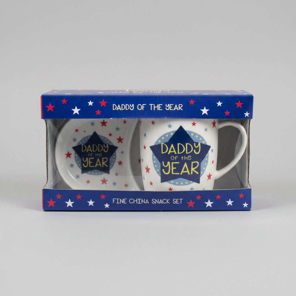 Daddy of Year Fine China Snack Set - Mug and Biscuit Nibbles Tray