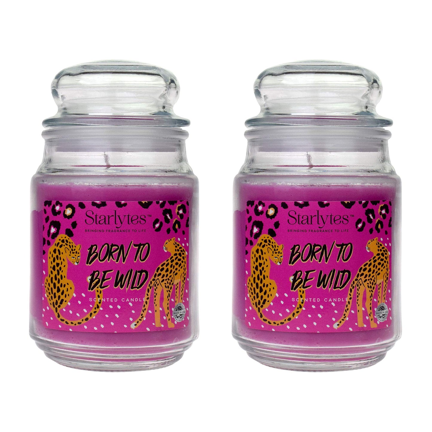2X Starlytes 510g Large Glass Jar Candle (125hr Burn Time) - Born to Be Wild
