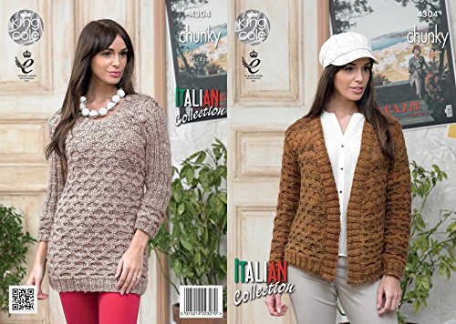 King Cole Ladies Jacket & Sweater Venice Knitting Pattern 4304 Chunky