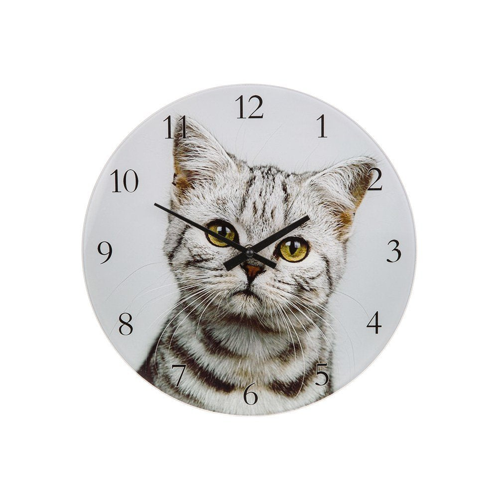Visage - Large Glass Cat Clock