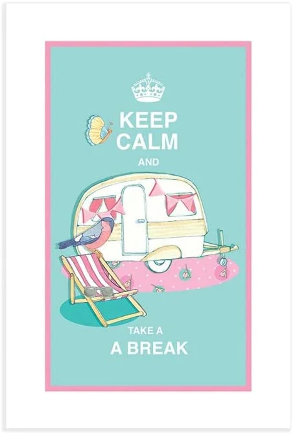 Keep Calm And Take A Break Single Tea Towel (Caravan) - Kitchen Cloth Tea Towel
