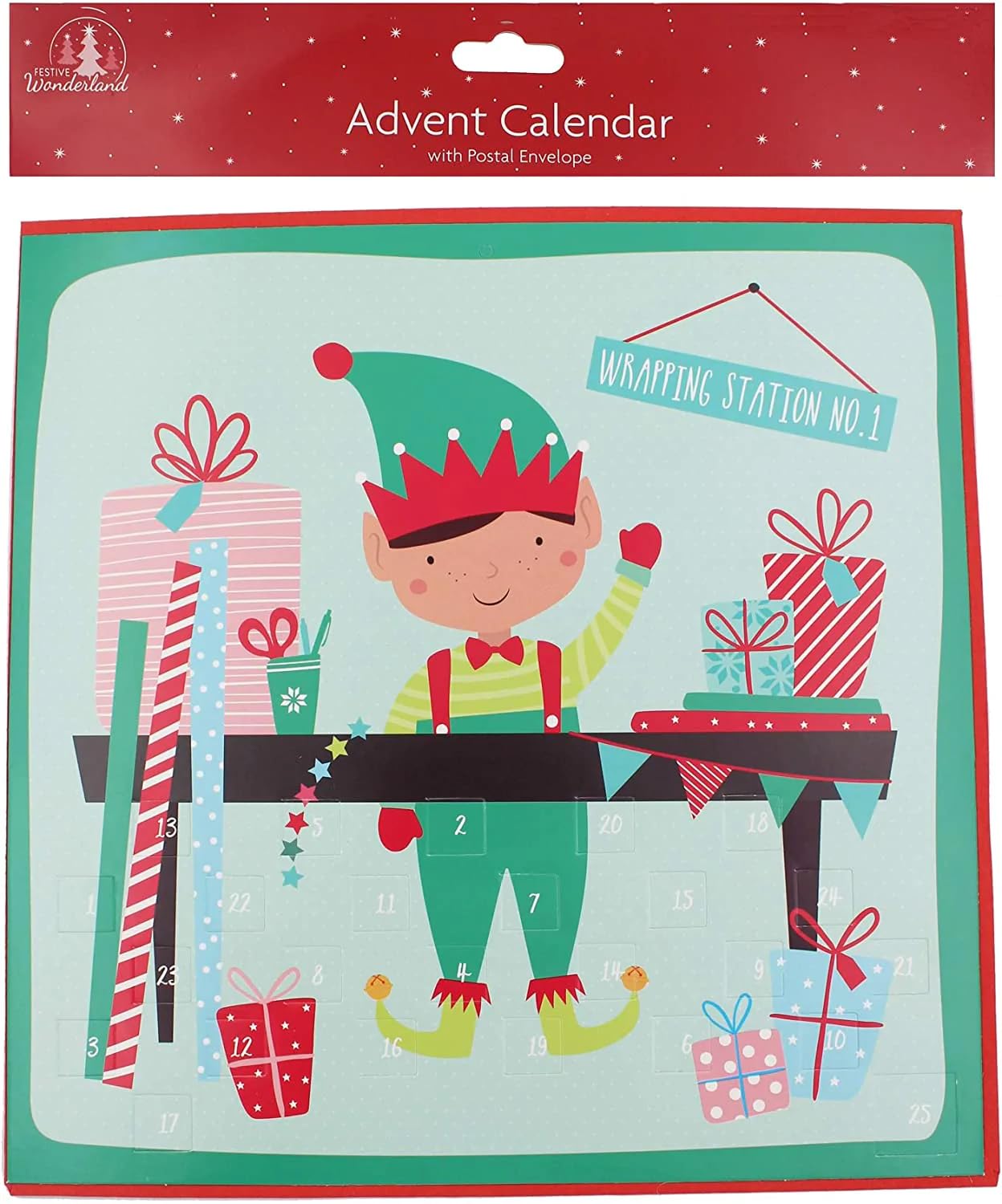 Tallon Paper Christmas Advent Calendar - 24 Windows - 2961 Elf Design