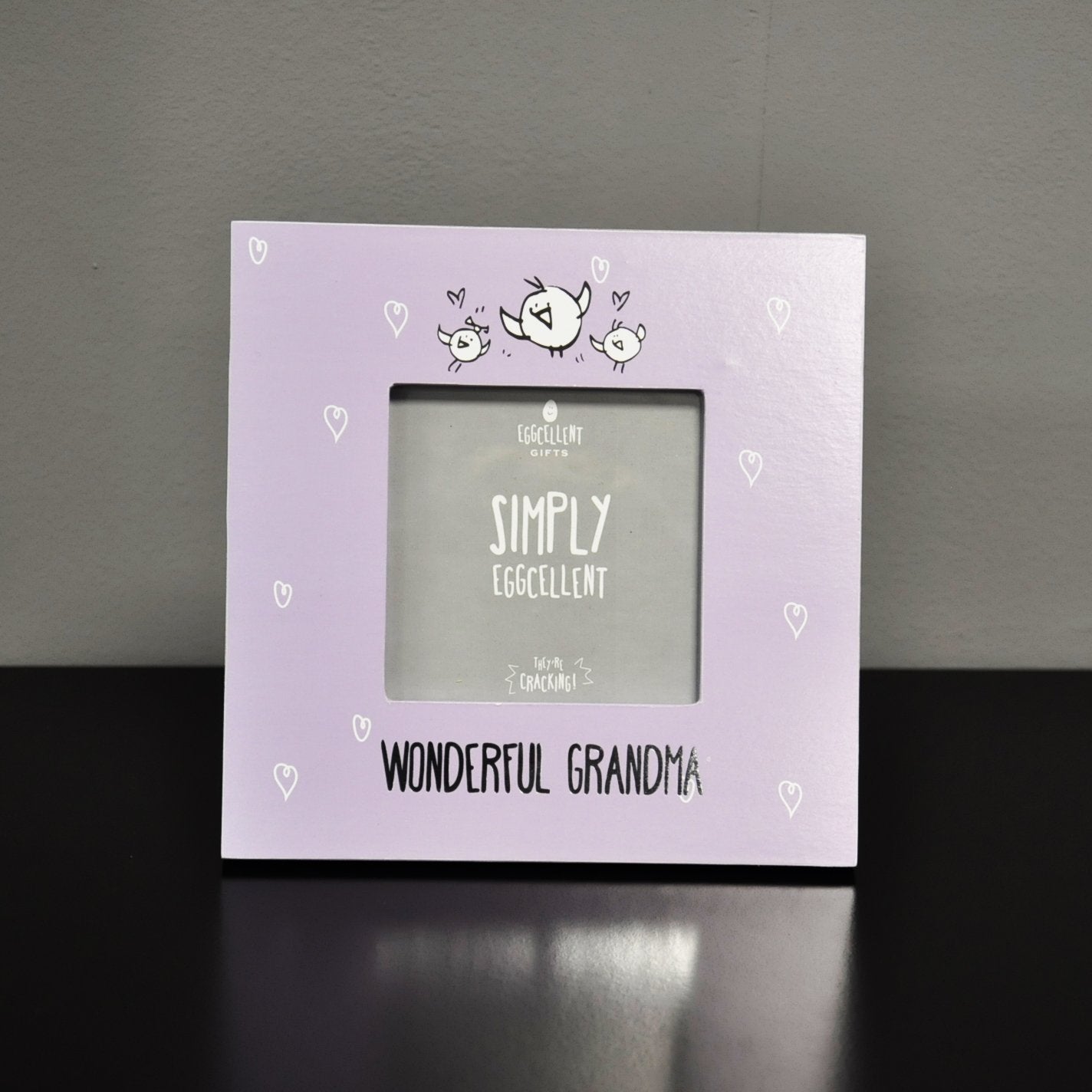 "Wonderful Grandma" Lilac Purple 4"x4" Wood Novelty Sentimental Photo Frame