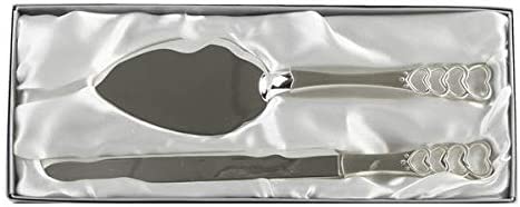 Silver-plated gift set - cake server and cake slice with heart handles