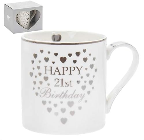 Ceramic 21st Birthday Mug | Gold Hearts | 1 Piece - 8x8x9 cm