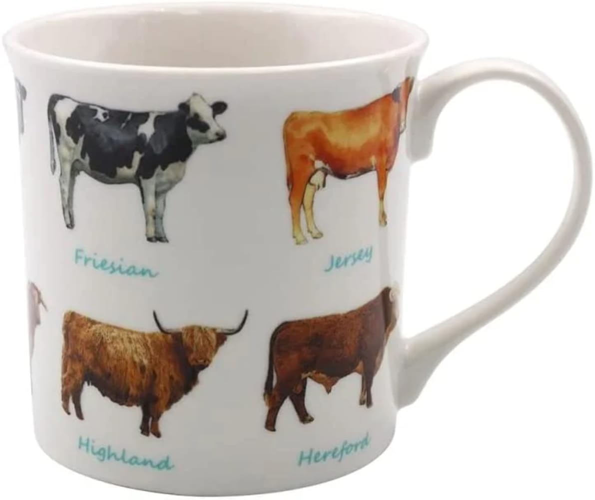 The Leonardo Collection LP95170 Ceramic Mug | Cattle Breeds design | 1 Pc, White