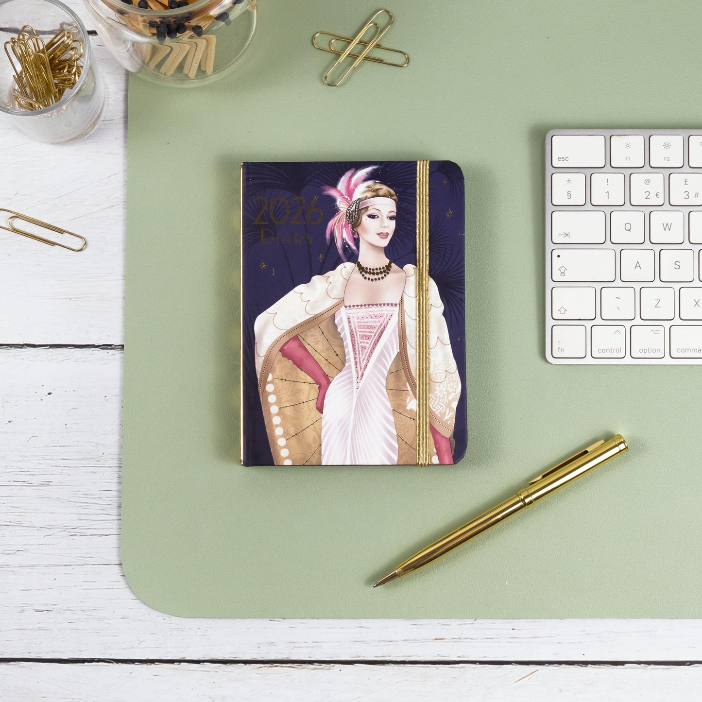 Claire Coxon Art Deco 2026 A6 Weekly Diary | Compact Hardback Organiser with Elastic Closure | Stylish Week-to-View Planner