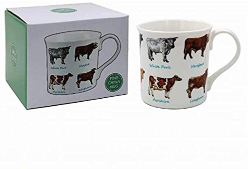 Cow Lovers Multi Breeds Fine China Mug in a Gift Box