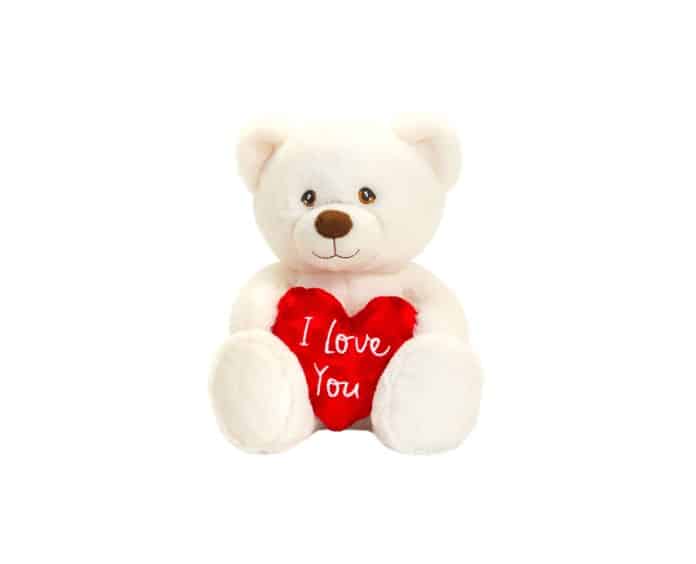 KEELECO CREAM BEAR WITH HEART 20CM