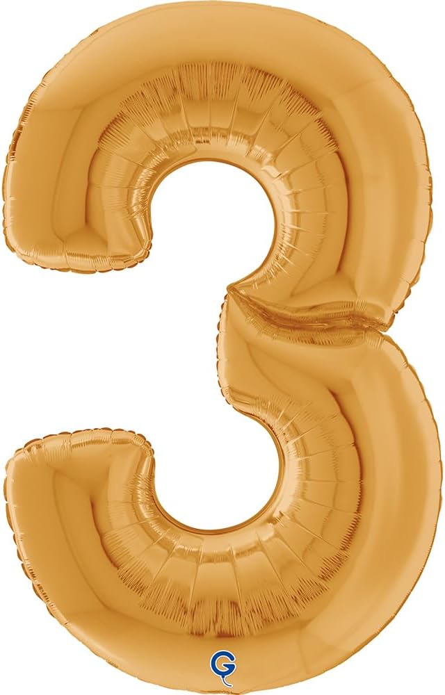 grabo Number 3 Gold Giant 64" Balloon
