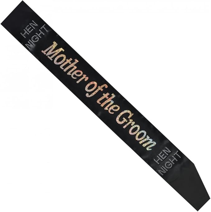 Black Satin & Diamante Mother of the Groom Sash
