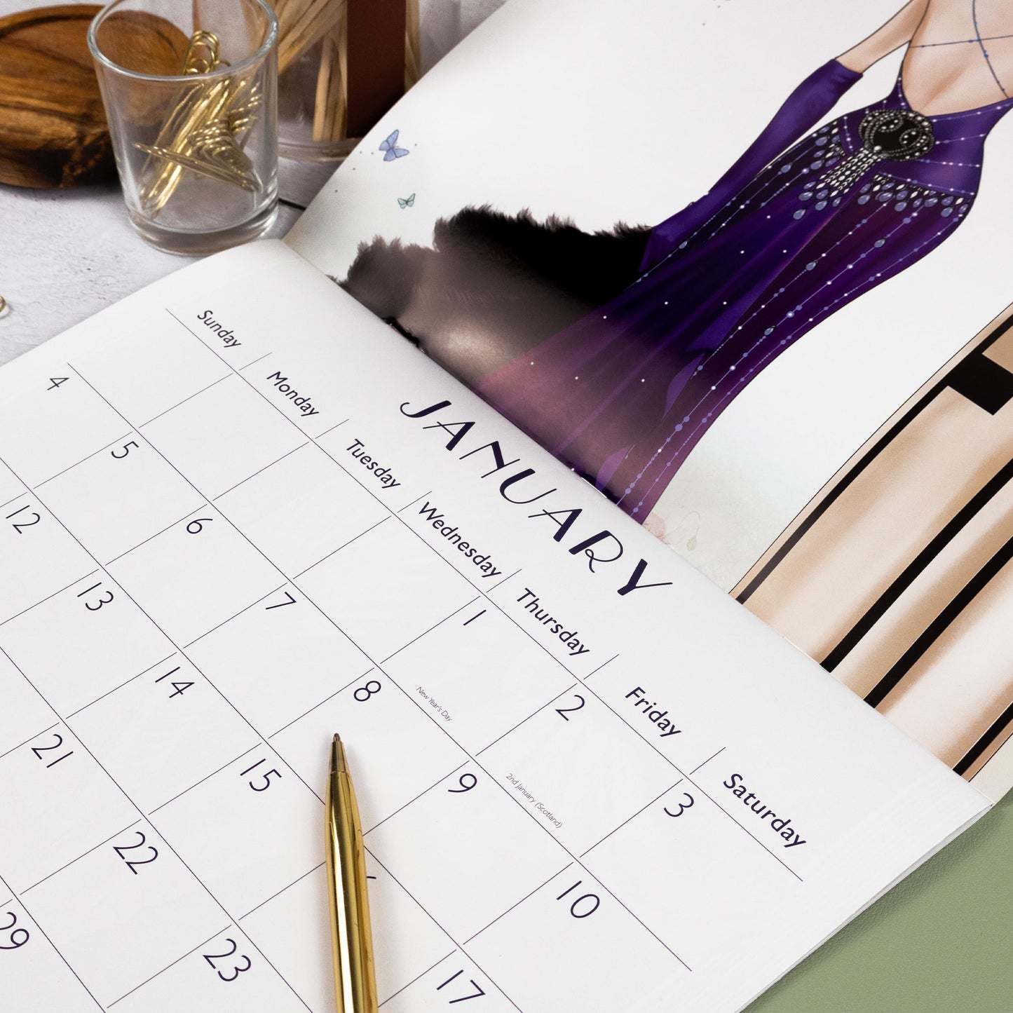 Claire Coxon Art Deco 2026 Square Wall Calendar | Monthly Planner Featuring Original Art Deco Illustrations | Elegant Decorative Calendar