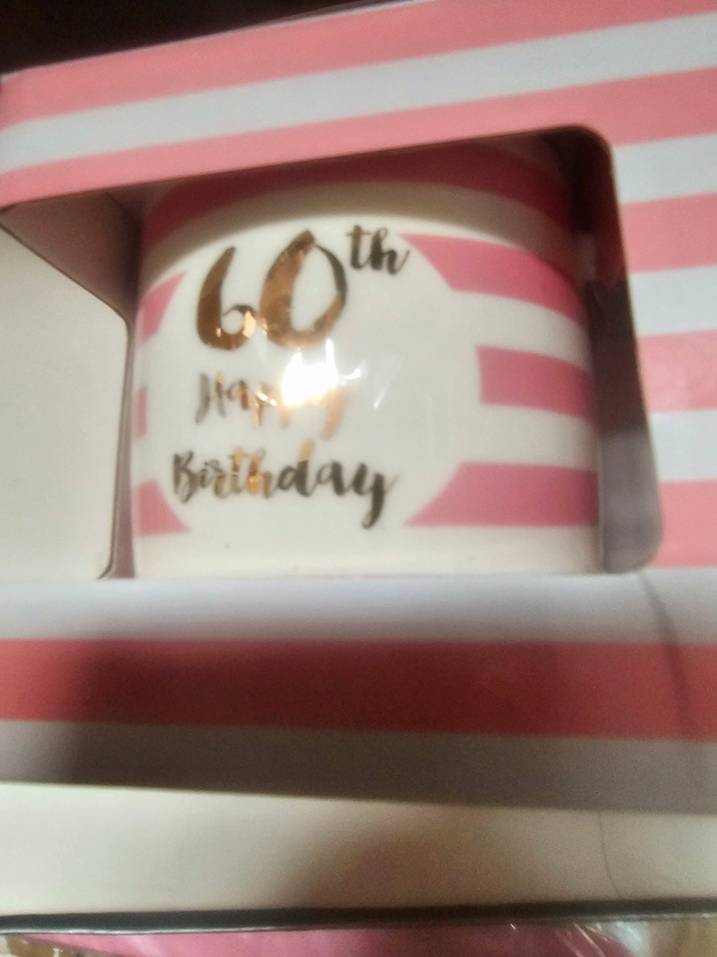 happy birthday striped 60 th boxed mug