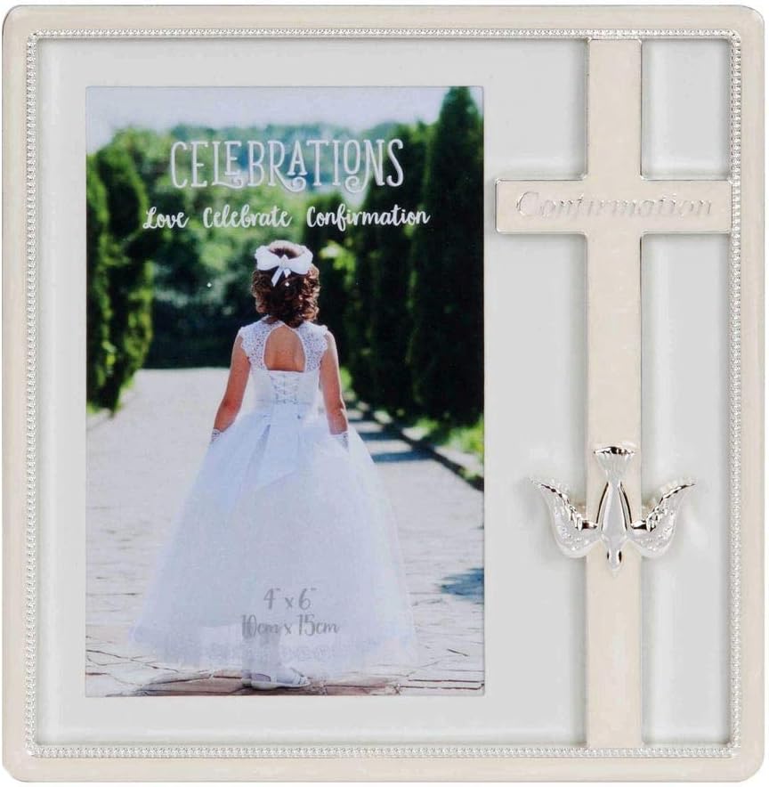Silver Plated & Epoxy Cross Frame - Confirmation Widdop 4" x 6"
