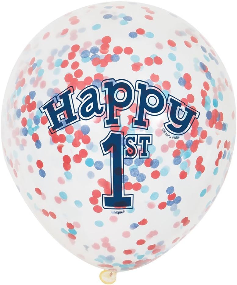 Little Sailor Nautical 1st Birthday Clear Latex Confetti Balloons (30cm) Pack of 6 - Perfect for Milestone Celebrations