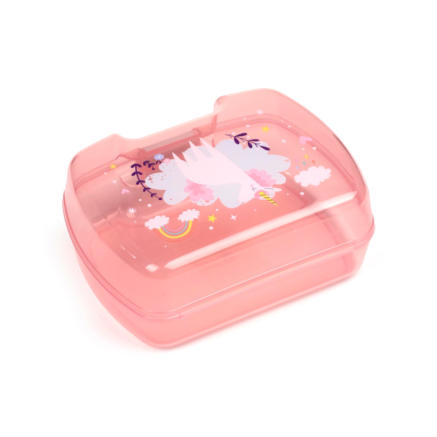 Puckator Pink Snack Holder Set for Girls (Lunch Box for Food & Drinking Bottle with Straw) - Unicorn Magic and Rainbow, BPA Free
