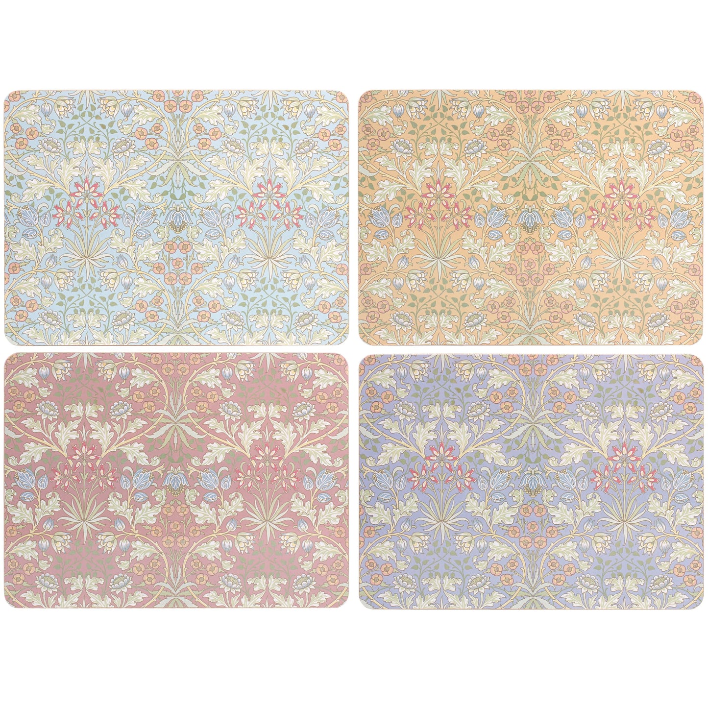 The Leonardo Collection Wm. Morris Assortments Wood Hyacinth Placemats Set of 4 for Kitchen & Dining | Durable Table Mats for Everyday Use | Table Accessories Easy to Clean Place Mats