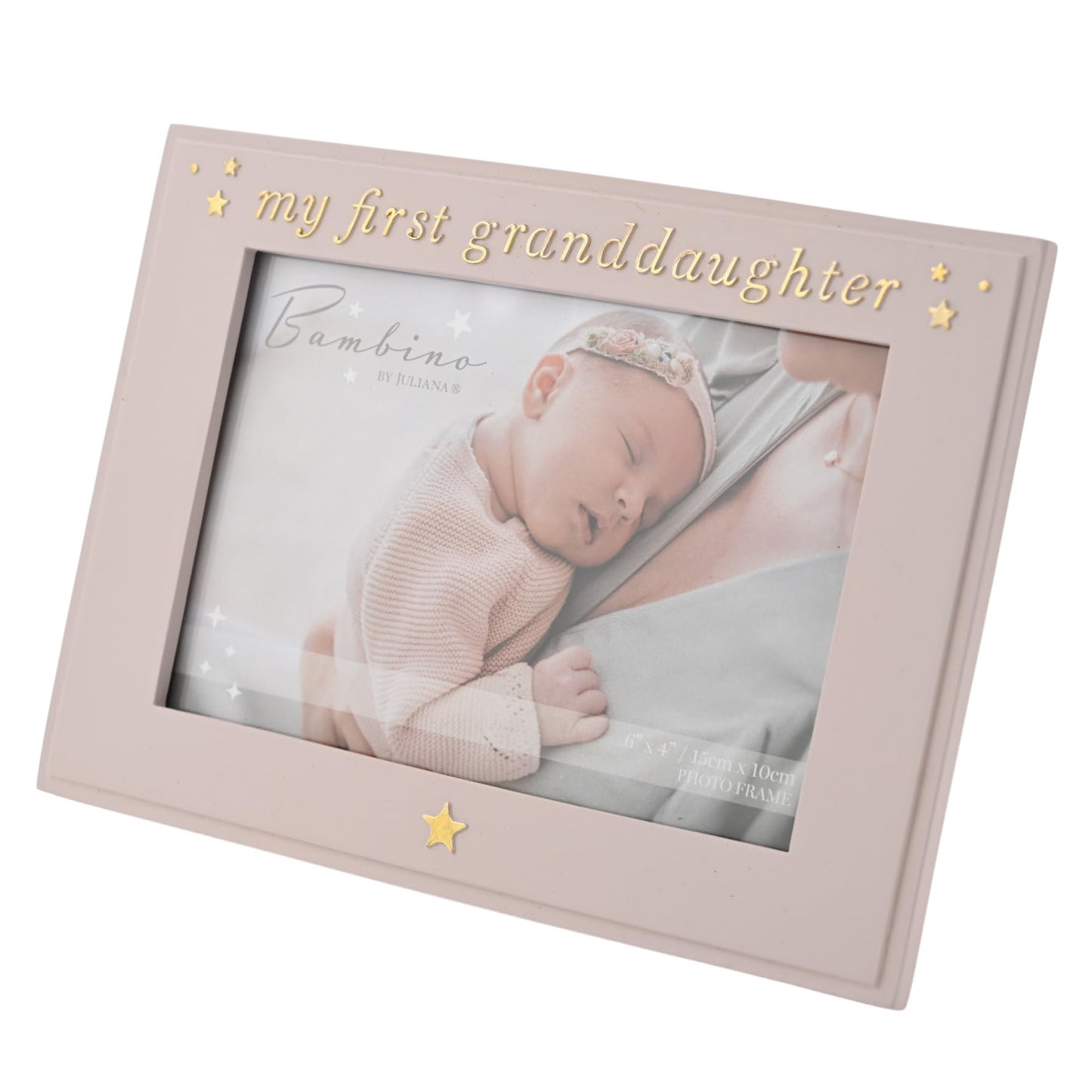 Bambino by Juliana Pink Rectangular Horizontal Picture Photo Frame 6" x 4" - 'My First Granddaughter'. Gift and Display Frame Celebrating New Born Babies, Christening & Baby Shower.