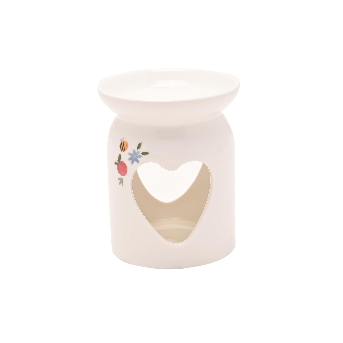 Love Life - Wax Melt Ceramic White Burner - Teacher - End of School, Holiday & Birthday Gifting & Homeware - Floral & Bee Detailing - H: 11cm x W: 8cm.