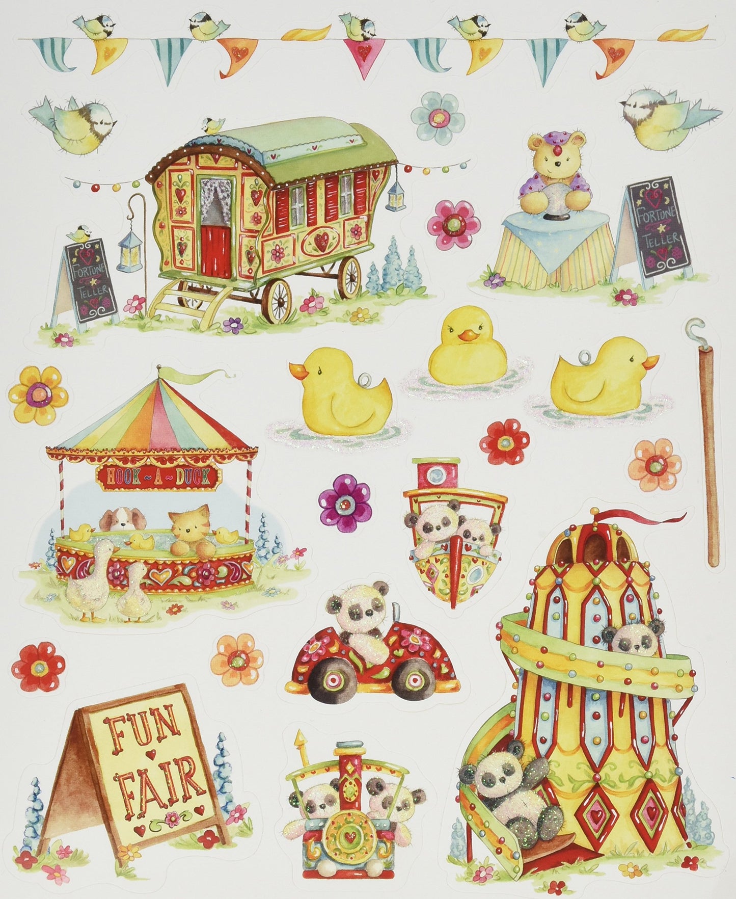Trimcraft Helz Fun Fair Glitter Stickers, Hook-A-Duck