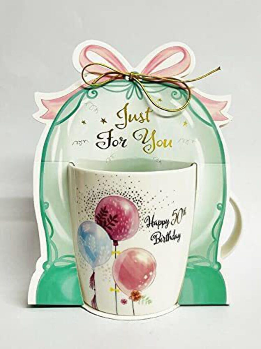 BIRTHDAY BALLOON DISPLAY MUG GIFT PRESENT CUP 50th