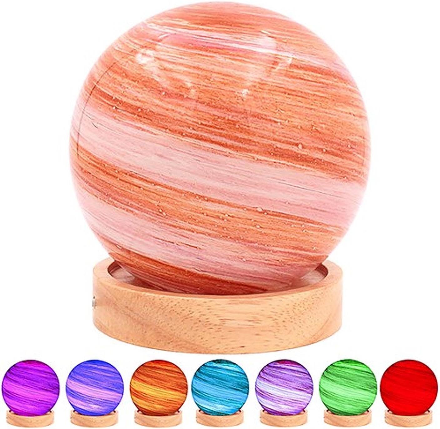 Lesser & Pavey LED Cosmic Planet Lamp Pink & Brown | USB Powered LED Night Light | Touch-Control Bedside Table Lamp | Soft Glow Desk & Bedroom Lighting | Kids & Adults Ambient Lamp