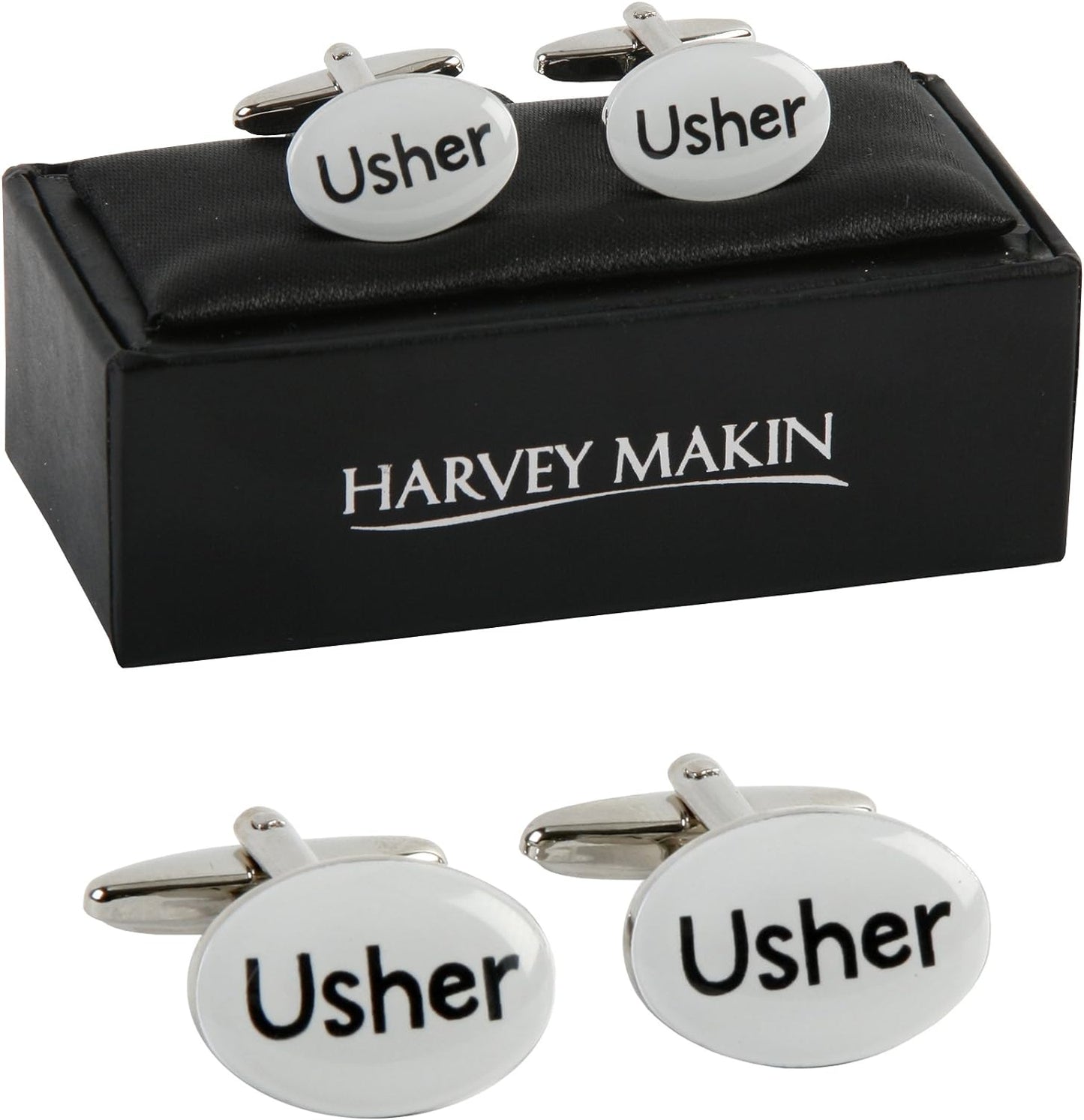 Harvey Makin Rhodium Plated Cufflinks "Usher"