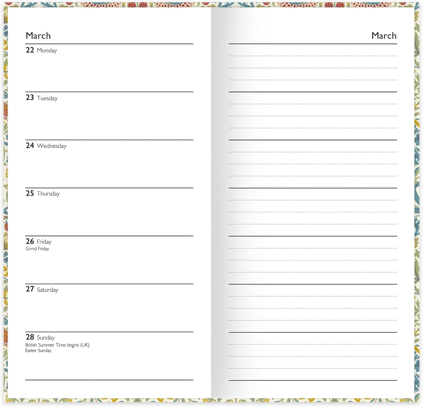 William Morris 2027 Slim Weekly Diary | Pocket Hardback Planner with Strawberry Thief & Cray Covers | Week-to-View with Notes