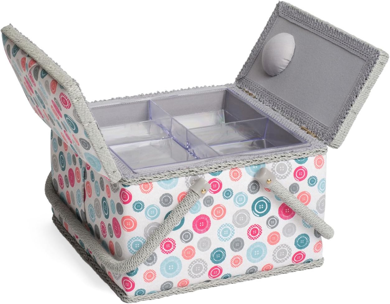 Hobby Gift MRLTLE/192 Scattered Buttons Large Twin Lid Sewing Box