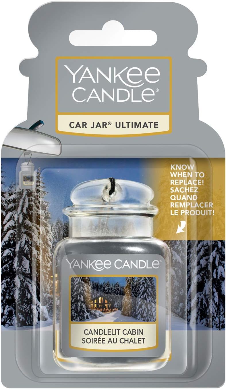Yankee Candle Car Jar Ultimate Air Freshener, Candlelit Cabin, Alpine Christmas Collection pine