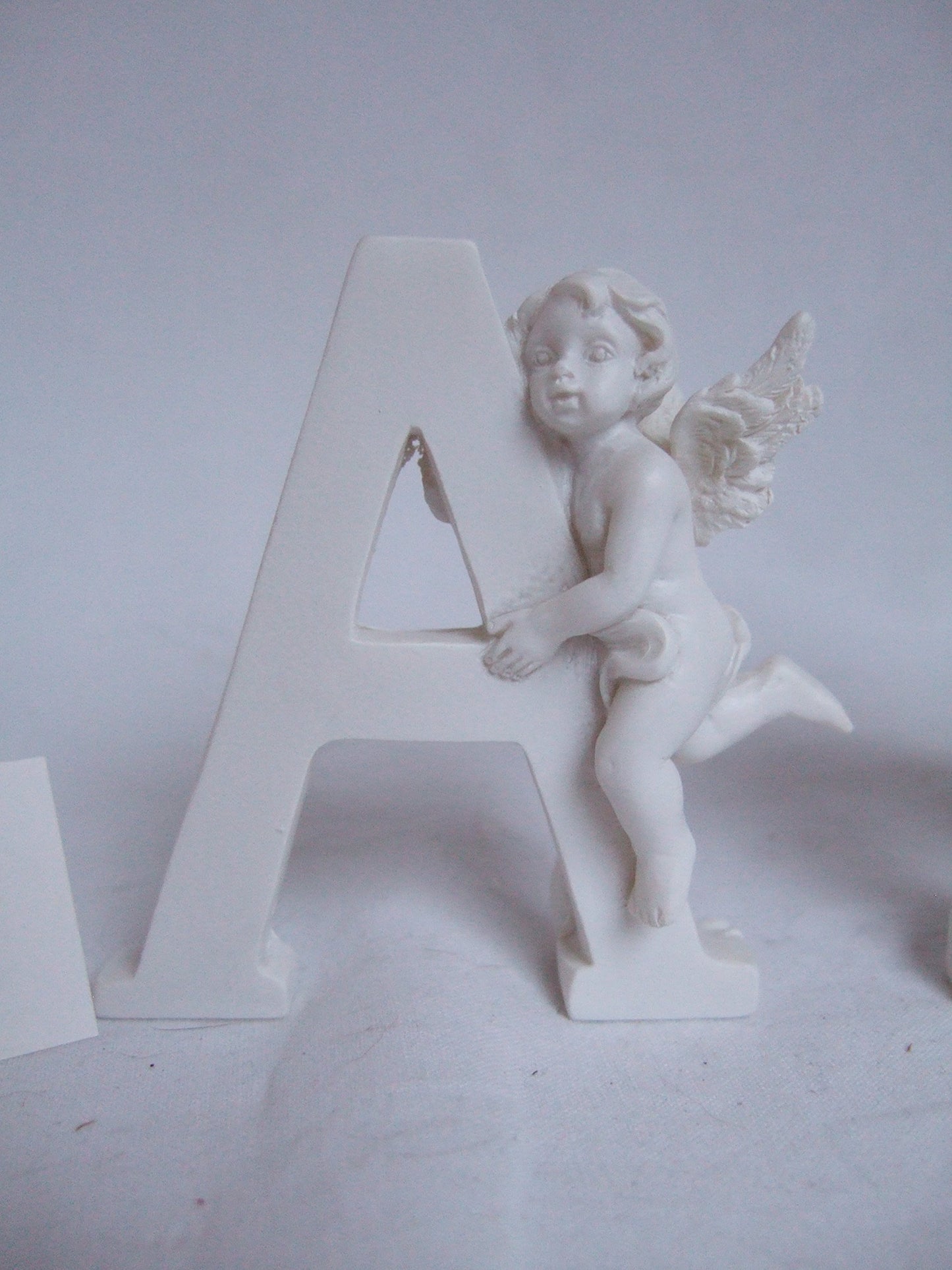 White "Nan" Cherub Detailed Free Standing Word Plaque