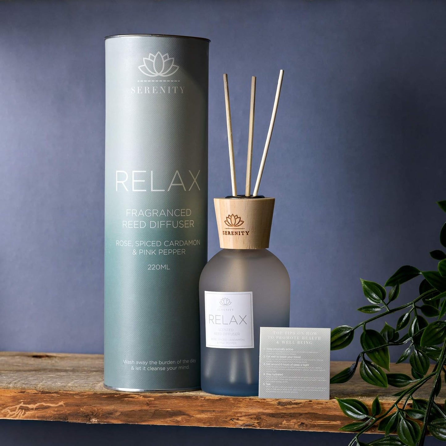 Serenity Relax 220ml Diffuser - Rose, Cardamon & Pink Pepper