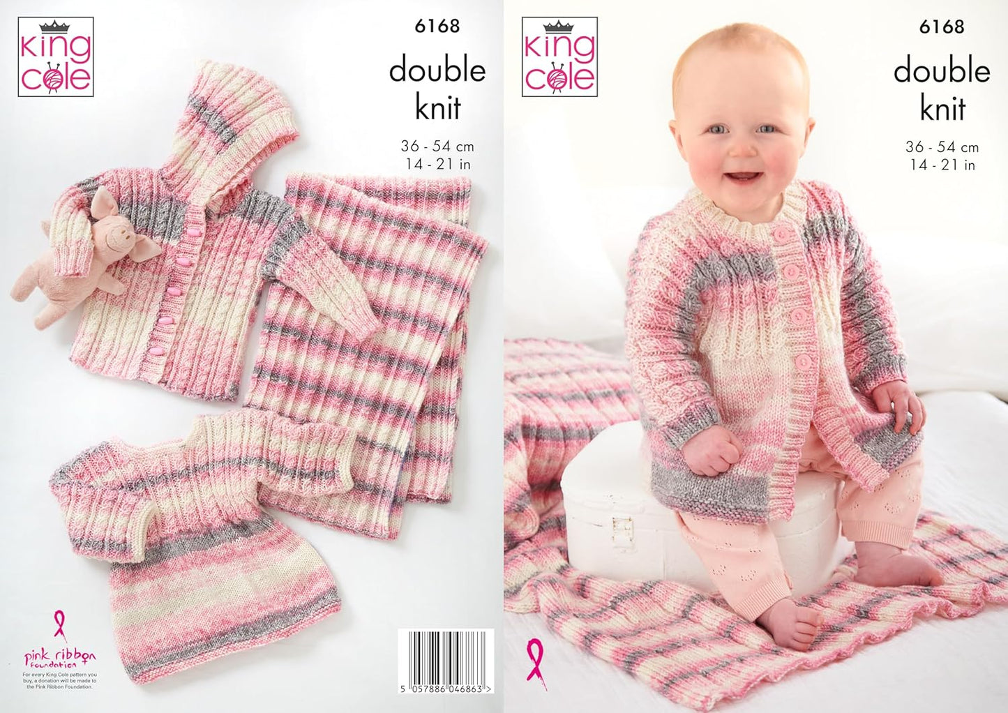 King Cole Baby DK Knitting Pattern - 6168 Hooded Jacket, Cardigan, Blanket & Top
