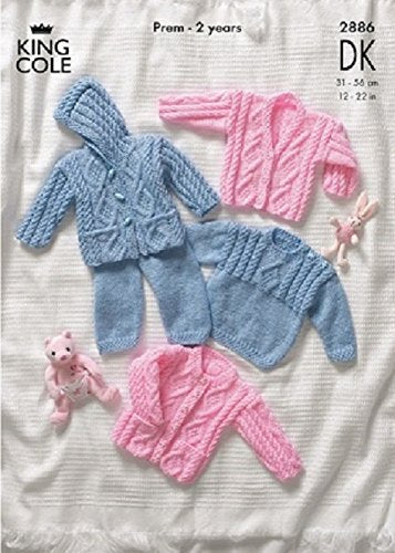 King Cole Knitting Pattern 2886 Baby Sweater Jacket Trousers Cardigan DK
