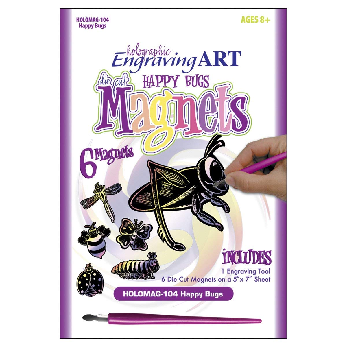 Happy Bugs Holographic Engraving Art Magnets HOLOMAG-104