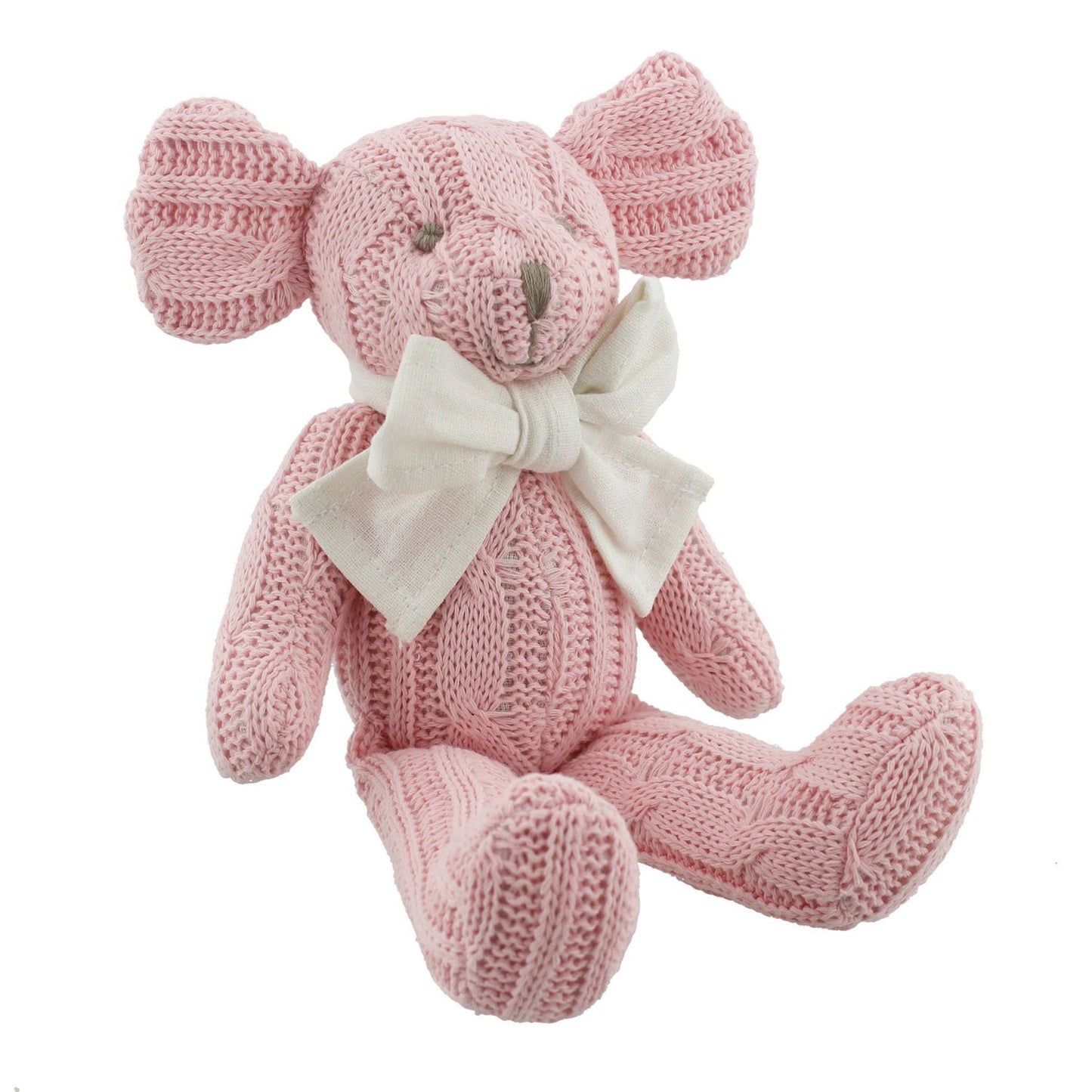 petit cheri knitted sitting mouse pink