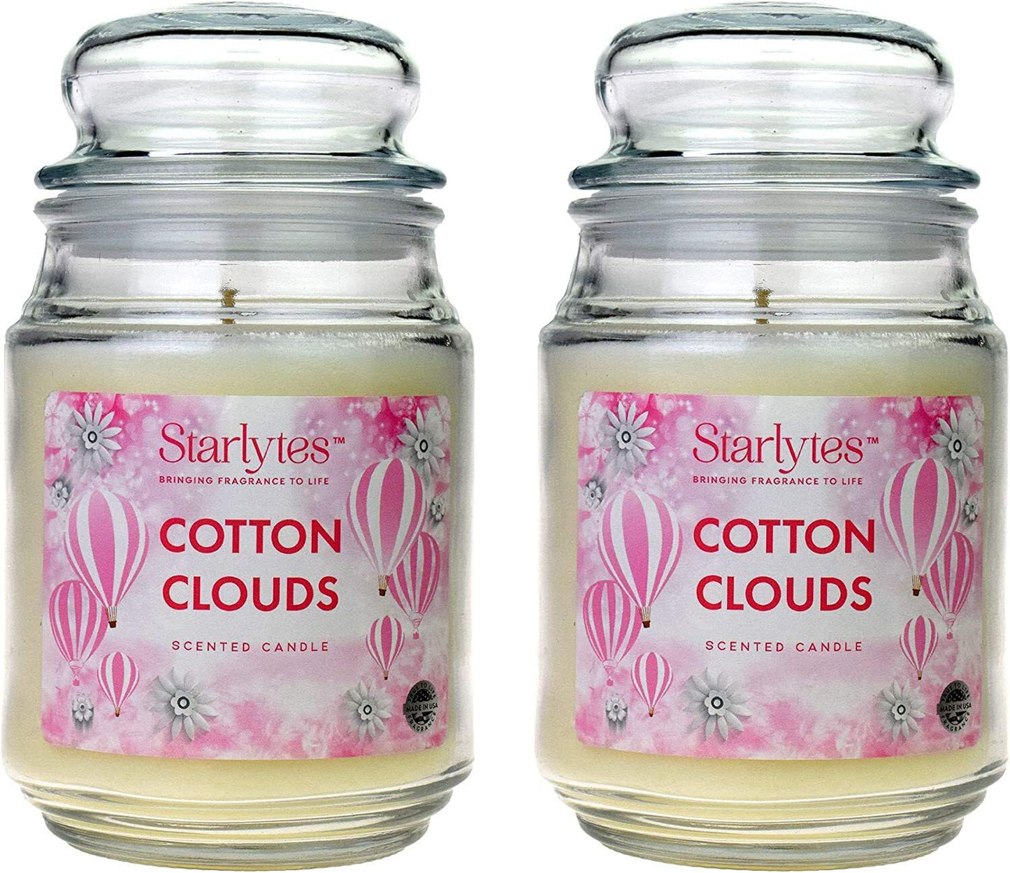 2X Starlytes 510g Large Glass Jar Candle (125hr Burn Time) - Cotton Clouds