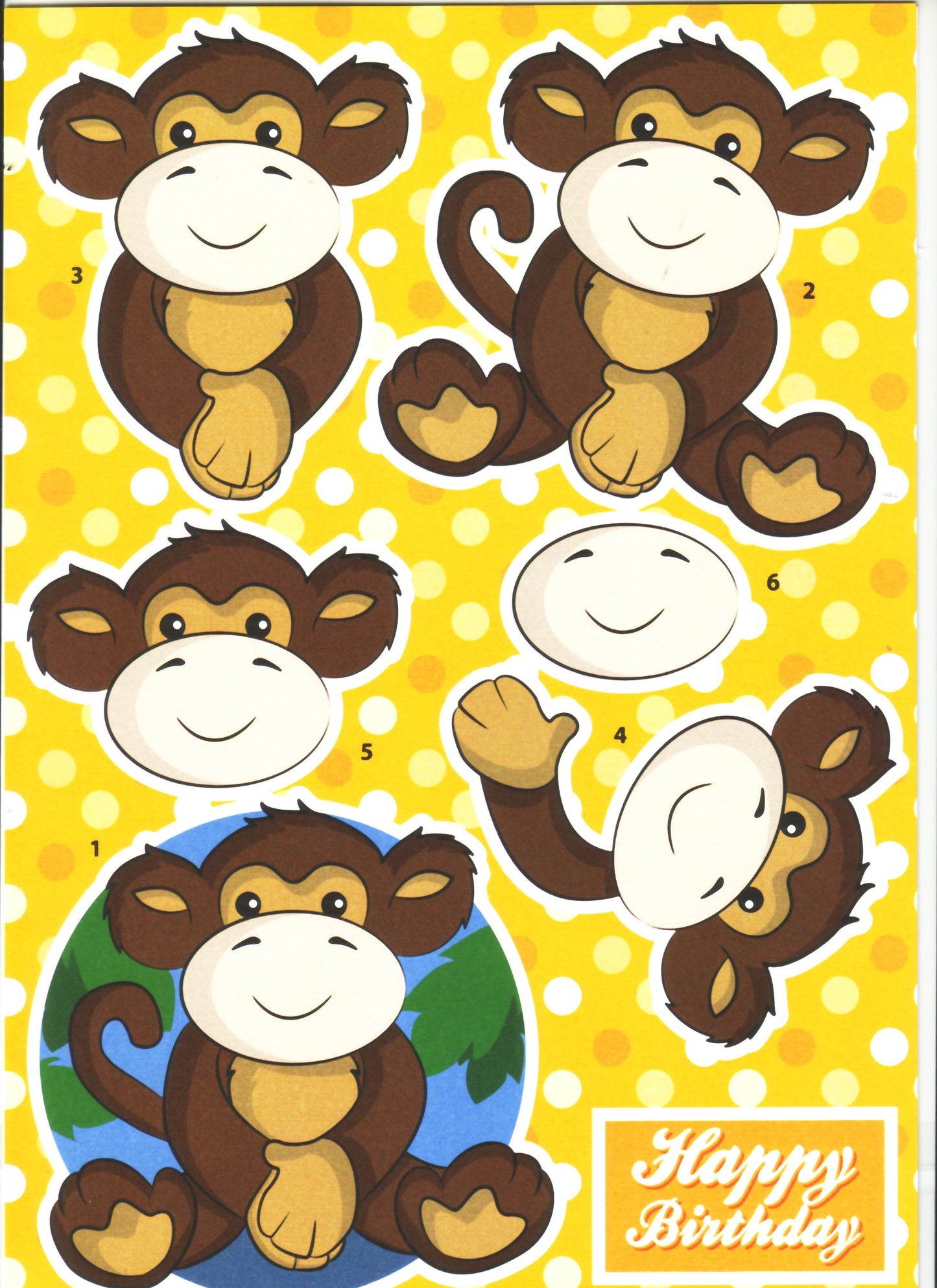 Decoupage Jungle Monkey - Cut and Create with Backing Sheet to match
