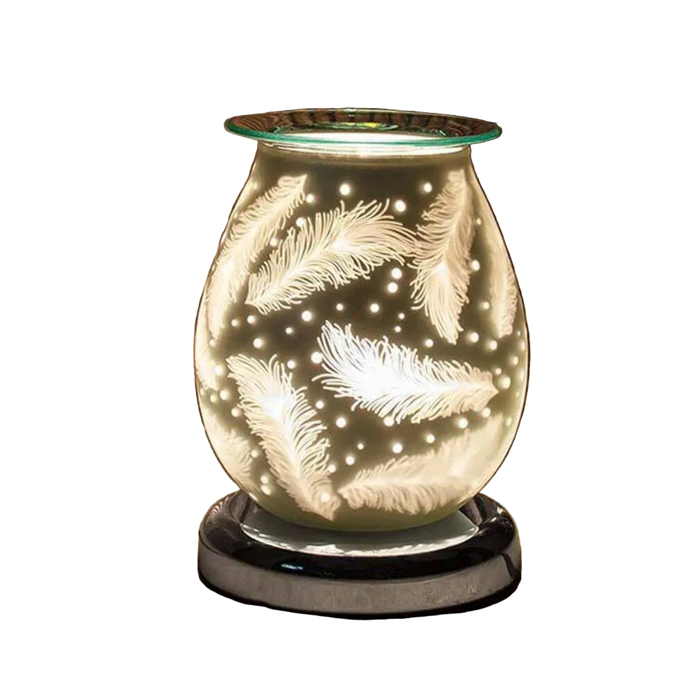 The Leonardo Collection Desire Aroma Lamp - Satin Finish - Feathers Design