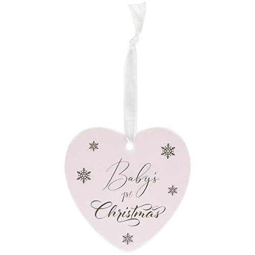 Lesser & Pavey Babys First Christmas Girls Pink Hanging Plaque