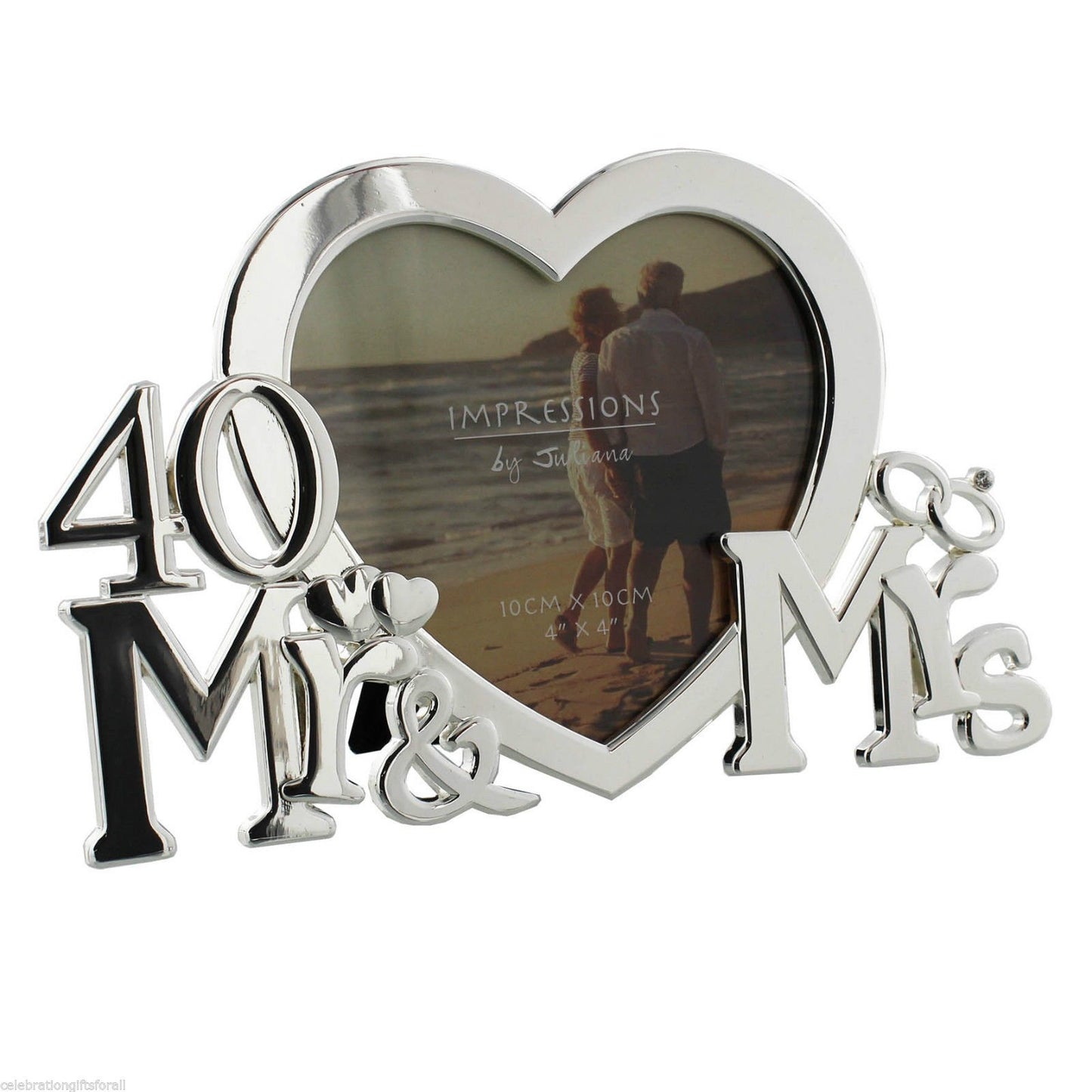 Juliana Silver-plated Heart Photo Frame Mr & Mrs 40th Anniversary